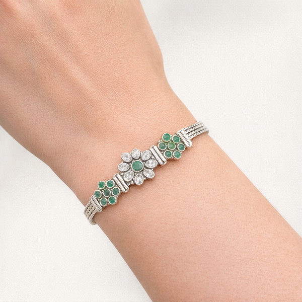 Emerald Flower Bracelet alternate view 2 by DG Fine Silver