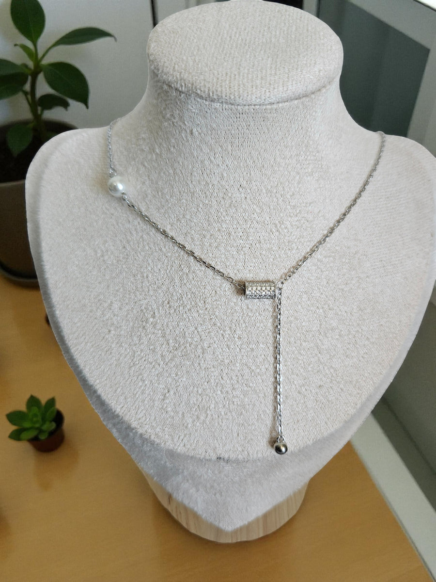 Pearl Drop Necklace alternate view 3 by DG Fine Silver
