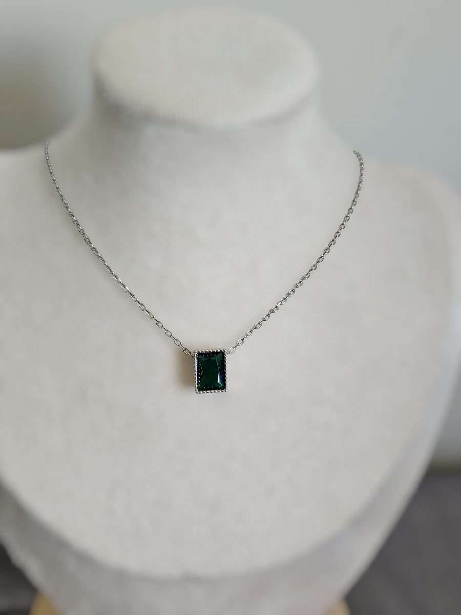 Emerald Pendant Necklace alternate view 3 by DG Fine Silver