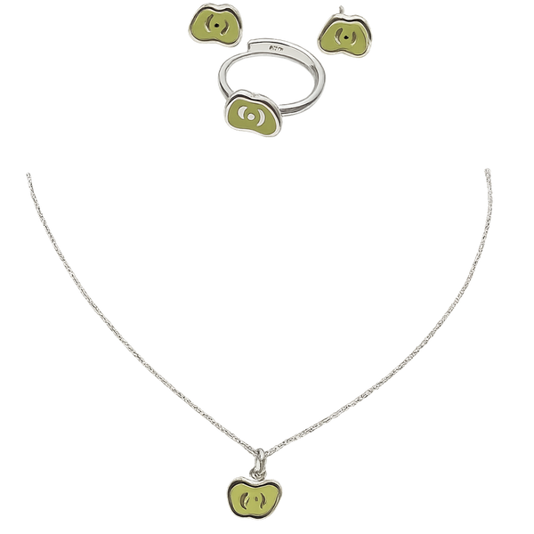 Smiley Kids Locket, earrings, ring main product photo by DG Fine Silver