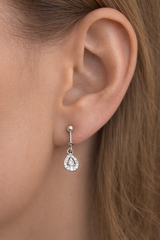 Teardrop Crystal Hoops alternate view 2 by DG Fine Silver