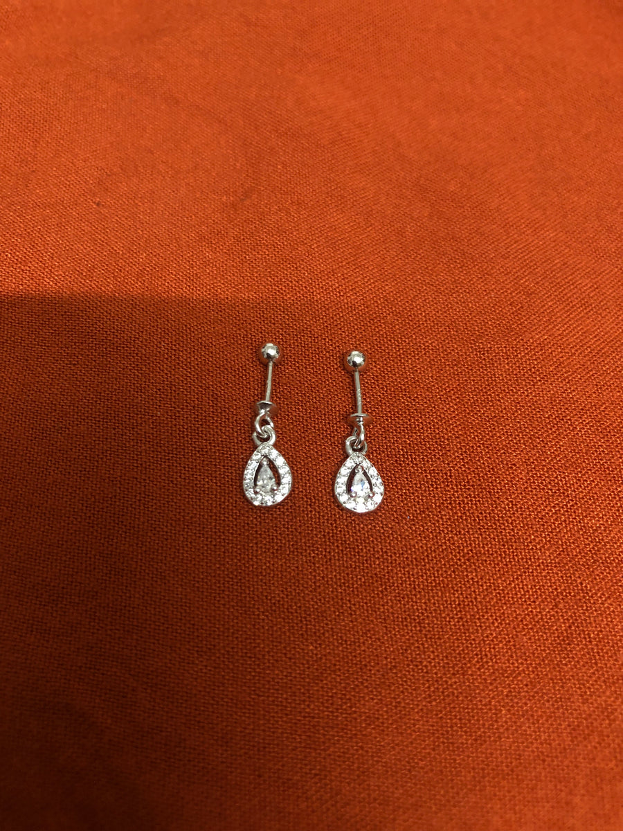 Teardrop Crystal Hoops alternate view 4 by DG Fine Silver