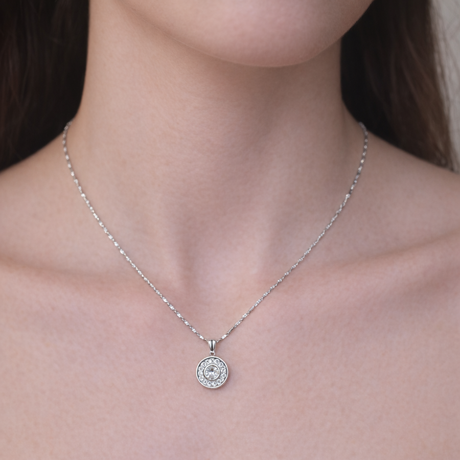 Halo Pendant Necklace alternate view 2 by DG Fine Silver