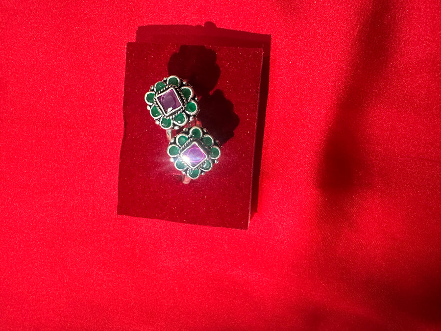Floral Gem Toe Rings Pairs alternate view 3 by DG Fine Silver