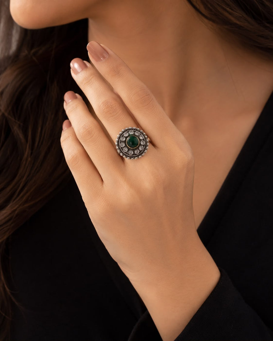 Green Traditional Ring alternate view 2 by DG Fine Silver