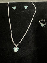 Aqua Butterfly Kids Jewellery Set, close-up view