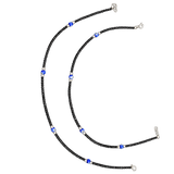 Black Bead Blue Accent Anklet