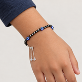 Multi Evil Eye Black Bead Kadli worn on a child aged 7 to 9 years