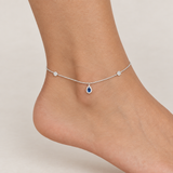 Blue Teardrop Anklet Set, worn lifestyle view