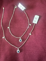 Blue Teardrop Anklet Set, top view, view 4