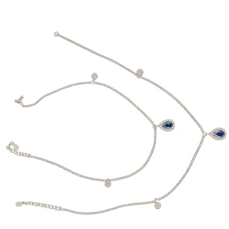 Blue Teardrop Anklet Set, transparent catalogue view