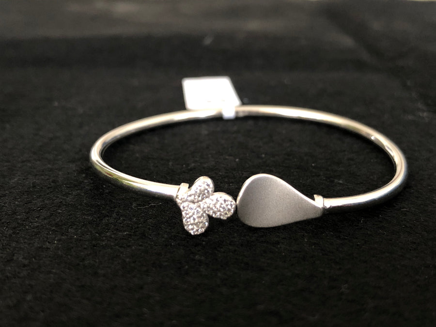 Butterfly Heart Open Bangle, angled view