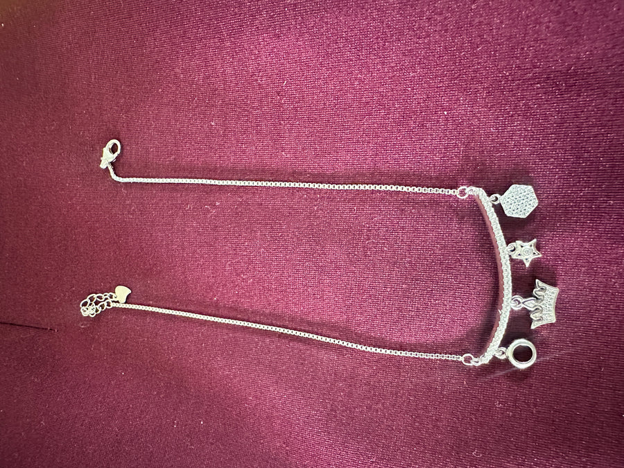 Silver-Tone Charm Anklet, top view
