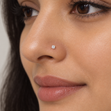 Crystal Solitaire C-Hook Nose Pin, worn lifestyle view