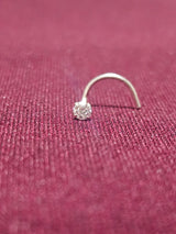 Crystal Solitaire U Nose Pin, angled view