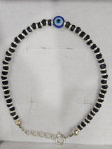 Evil Eye Black Bead Chain Bracelet, top view