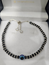 Black Bead Evil Eye Bracelet, angled view