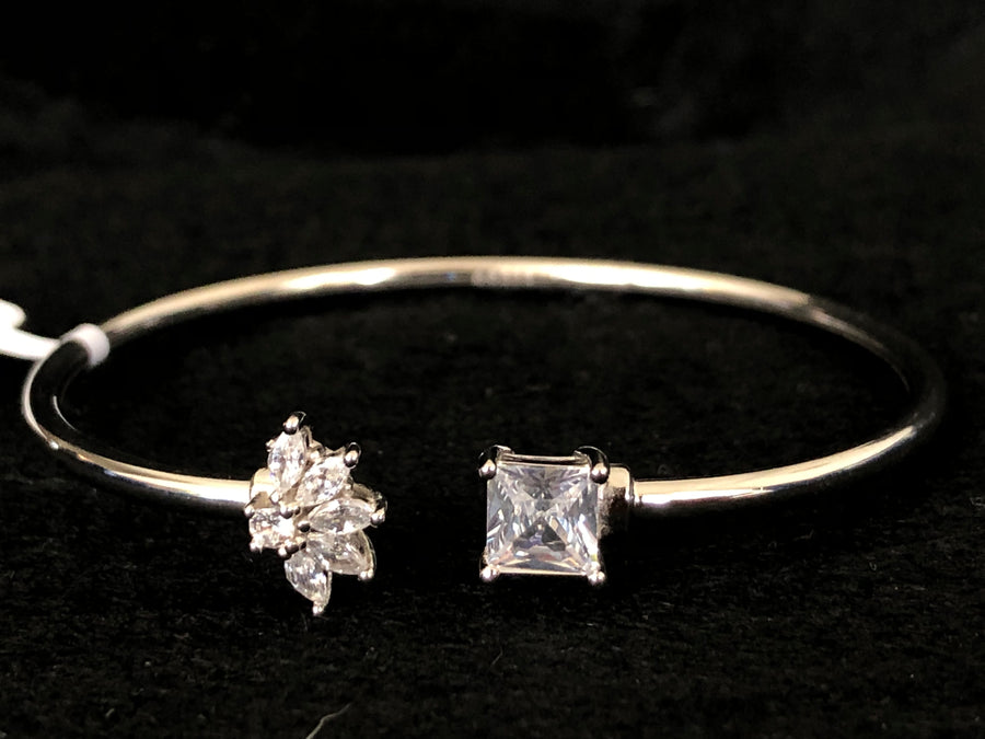 Floral Square Stone Bangle, close-up view