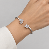 Floral Square Stone Bangle, worn lifestyle view