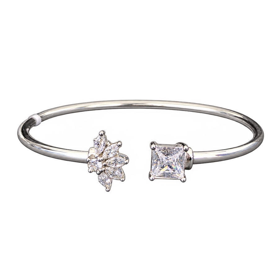 Floral Square Stone Bangle, transparent catalogue view