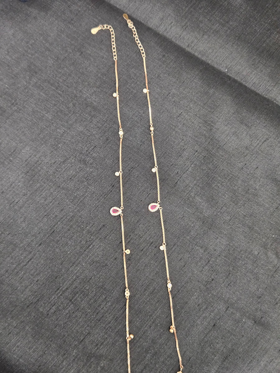 Pink Stone Kids Rings, angled view