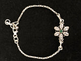 Green Flower Silver Bracelet, top view