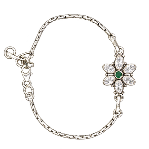 Green Flower Silver Bracelet, transparent catalogue view