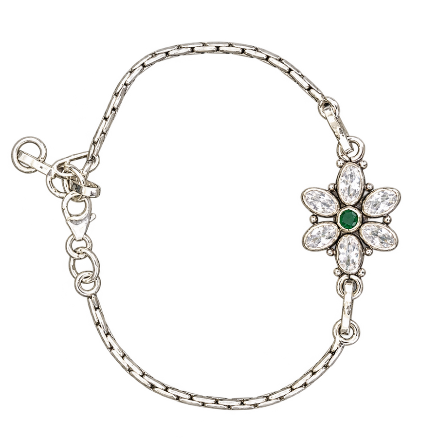 Green Flower Silver Bracelet, transparent catalogue view