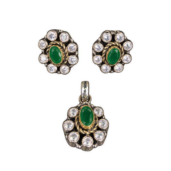 Green Oval Halo Set, transparent catalogue view
