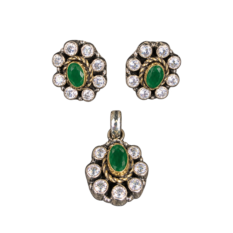 Green Oval Halo Set, transparent catalogue view