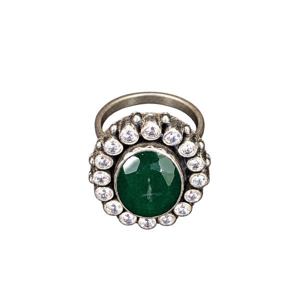 Green Oval Halo Ring, transparent catalogue view