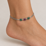 Silver-Tone Gemstone Anklet, worn lifestyle view