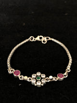 Silver-Tone Floral Gem Bracelet, angled view