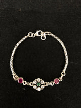 Silver-Tone Floral Gem Bracelet, top view