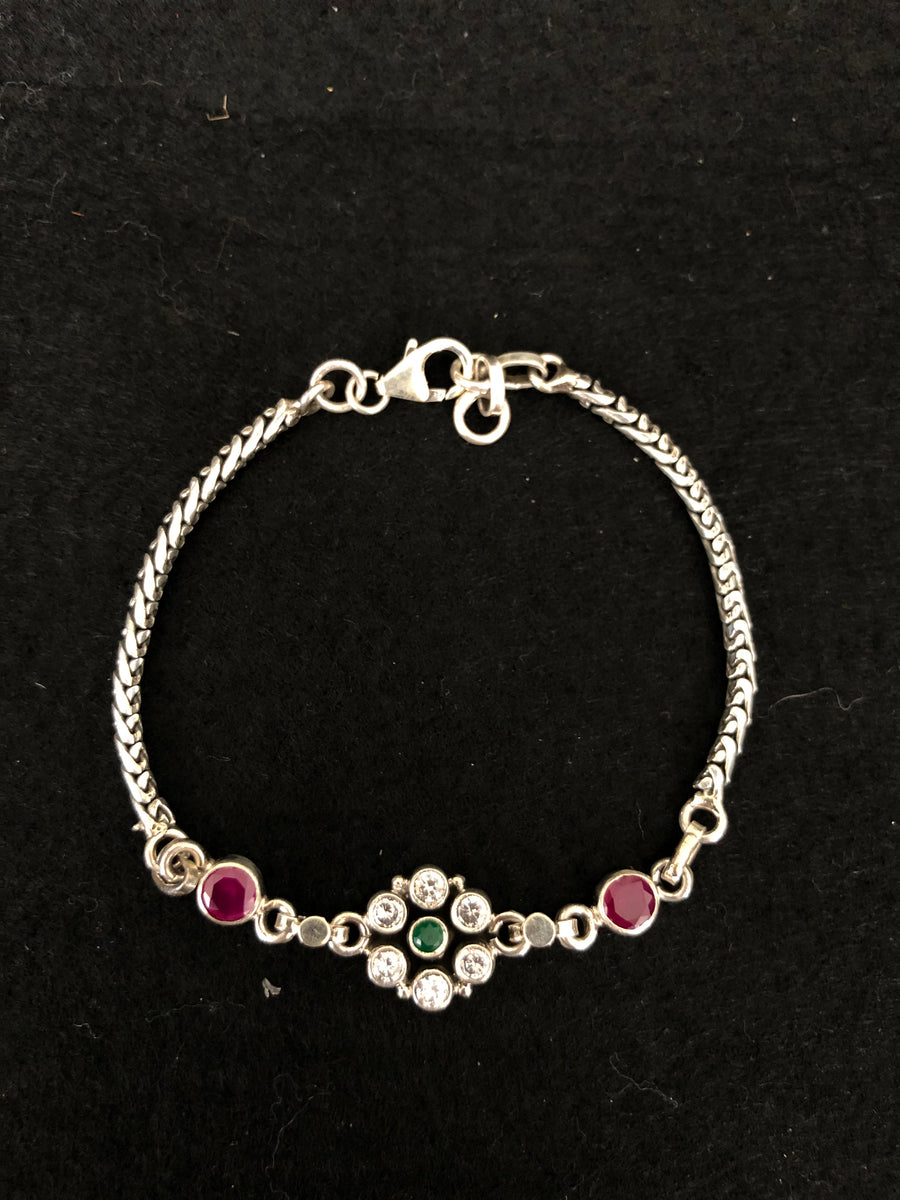 Silver-Tone Floral Gem Bracelet, top view