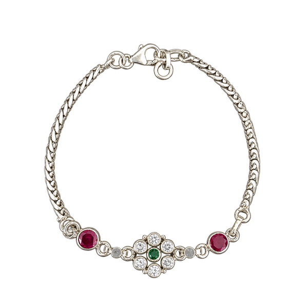 Silver-Tone Floral Gem Bracelet, transparent catalogue view