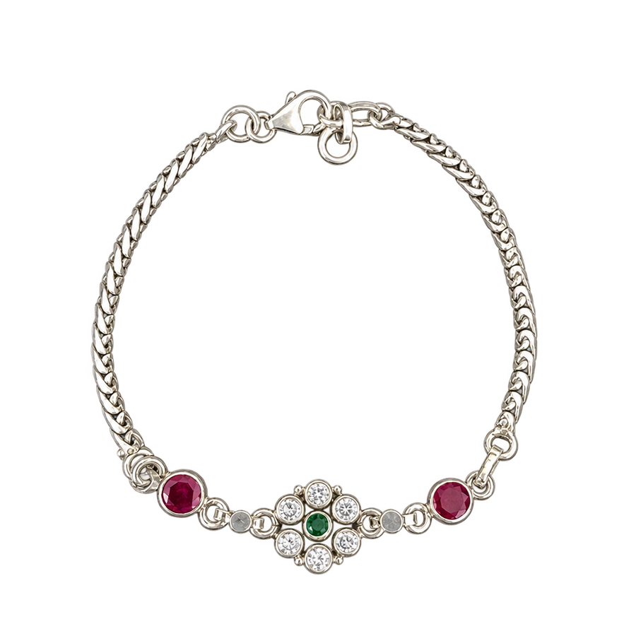 Silver-Tone Floral Gem Bracelet, transparent catalogue view