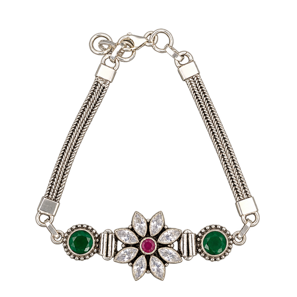 Floral Green Silver Bracelet, transparent catalogue view