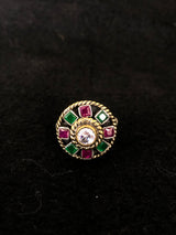 Geometric Gemstone Silver Ring, top view
