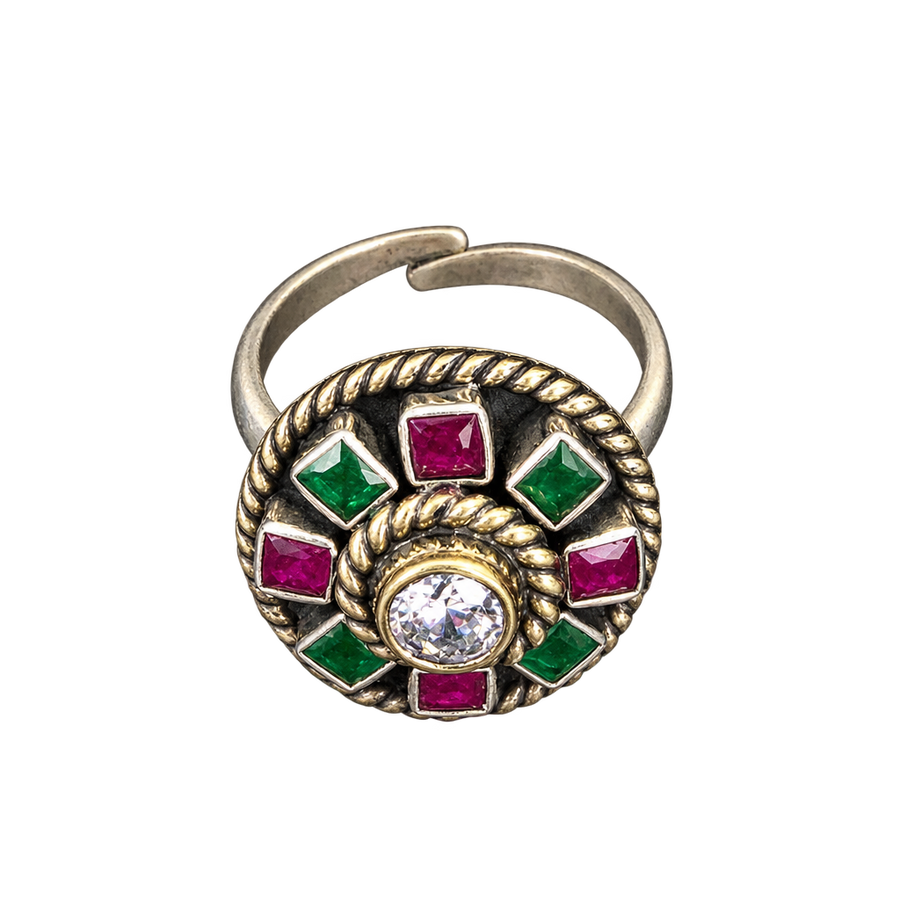 Geometric Gemstone Silver Ring, transparent catalogue view