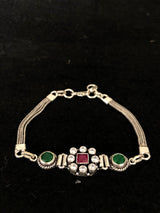 Green Stone Halo Bracelet, angled view