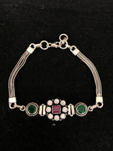 Green Stone Halo Bracelet, top view