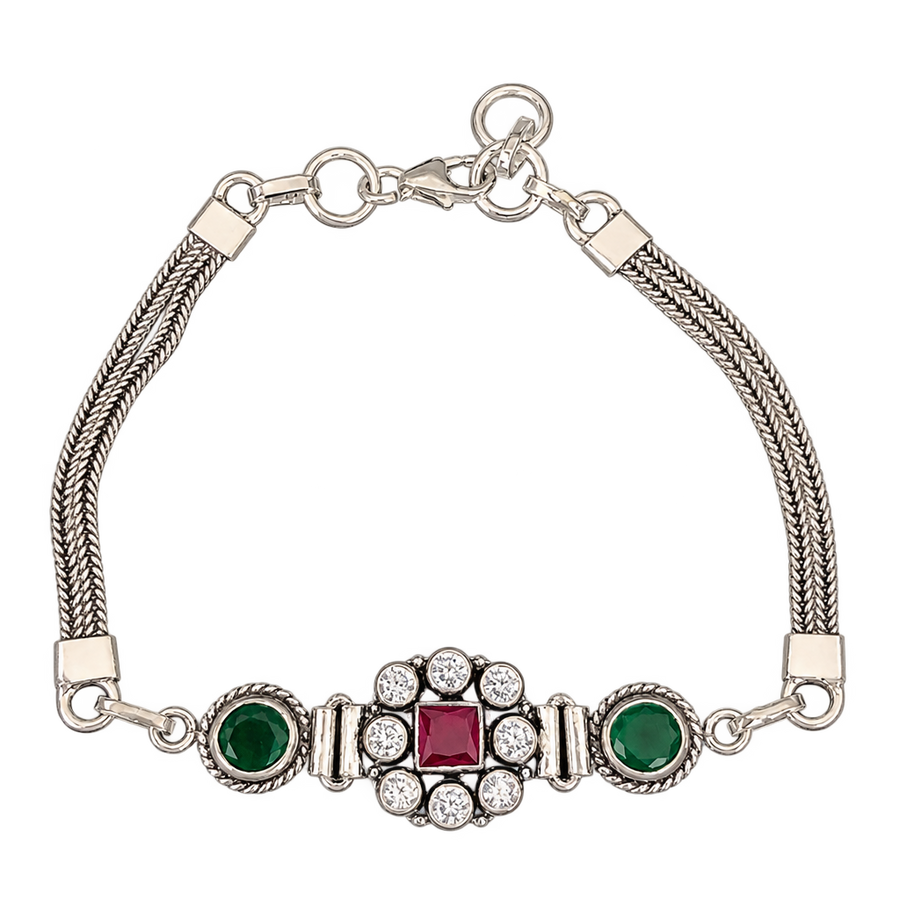Green Stone Halo Bracelet, transparent catalogue view