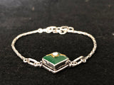 Green Square Pendant Bracelet, angled view