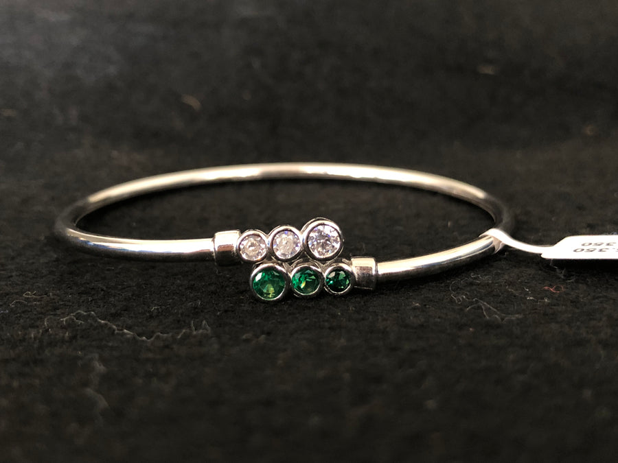 Silver-Tone Five Stone Bangle, front view