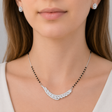Curved Cz Mangalsutra jewellery alternate view 2 by DG Fine Silver