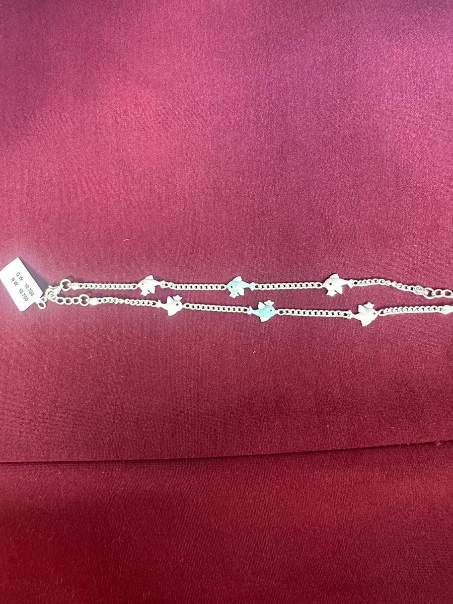 Kids Dolphin Charm Anklet, top view
