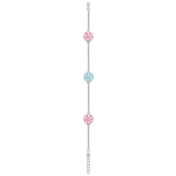 Blue Kids Silver-Tone Flower Anklet, transparent catalogue view