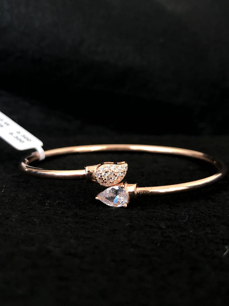 Leaf Teardrop Open Bangle, angled view