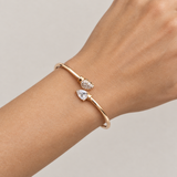 Leaf Teardrop Open Bangle, worn lifestyle view
